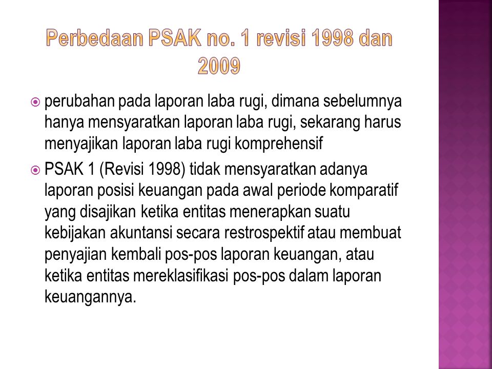 Perbedaan PSAK no. 1 revisi 1998 dan 2009