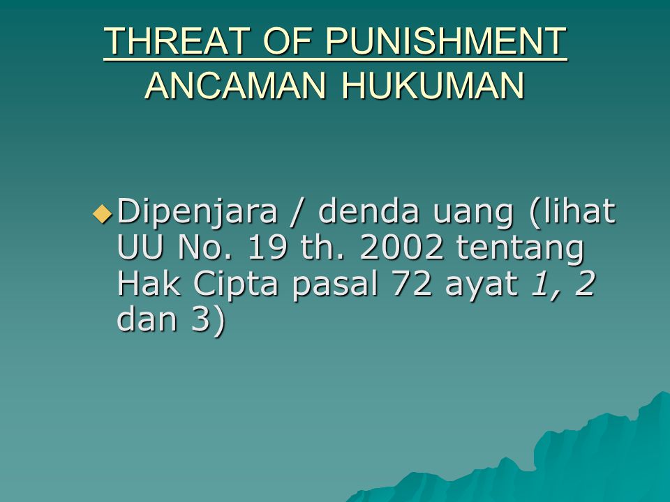 THREAT OF PUNISHMENT ANCAMAN HUKUMAN