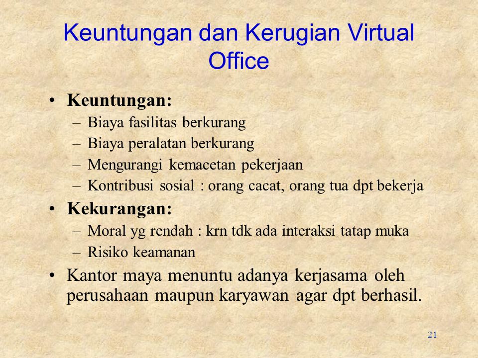Keuntungan dan Kerugian Virtual Office