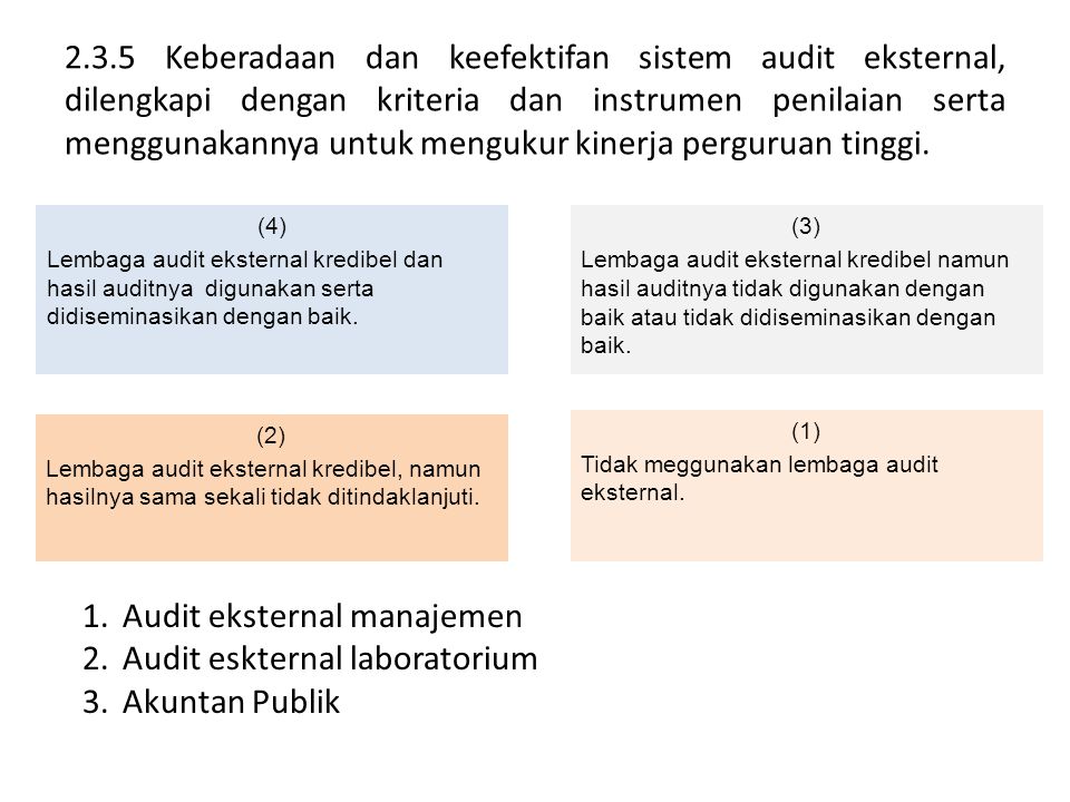 Audit eksternal manajemen Audit eskternal laboratorium Akuntan Publik