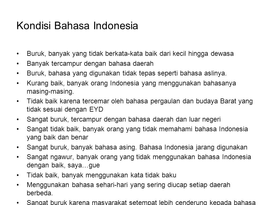 Kondisi Bahasa Indonesia
