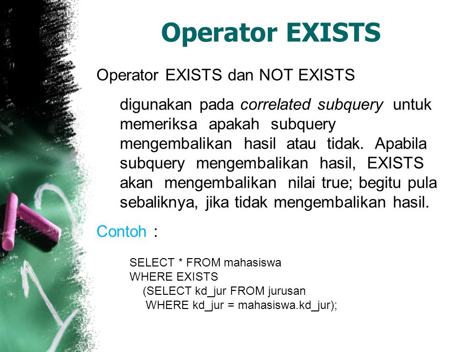 Exists operator