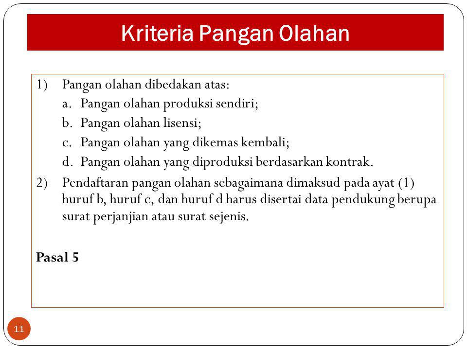 Kriteria Pangan Olahan