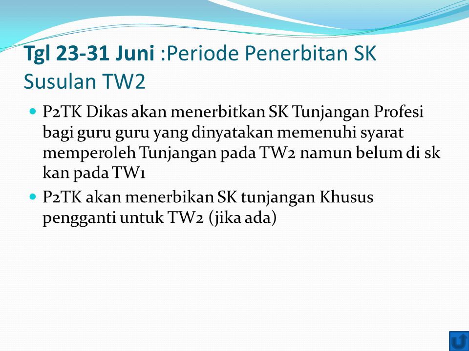 Tgl Juni :Periode Penerbitan SK Susulan TW2