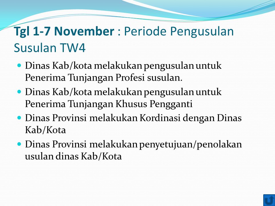 Tgl 1-7 November : Periode Pengusulan Susulan TW4