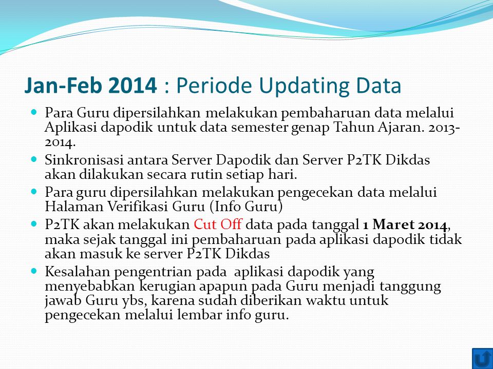 Jan-Feb 2014 : Periode Updating Data
