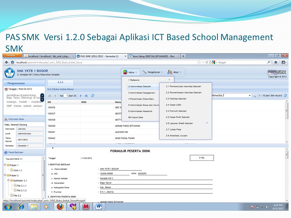 PAS SMK Versi Sebagai Aplikasi ICT Based School Management SMK
