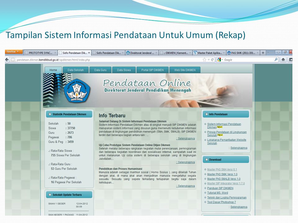 Tampilan Sistem Informasi Pendataan Untuk Umum (Rekap)