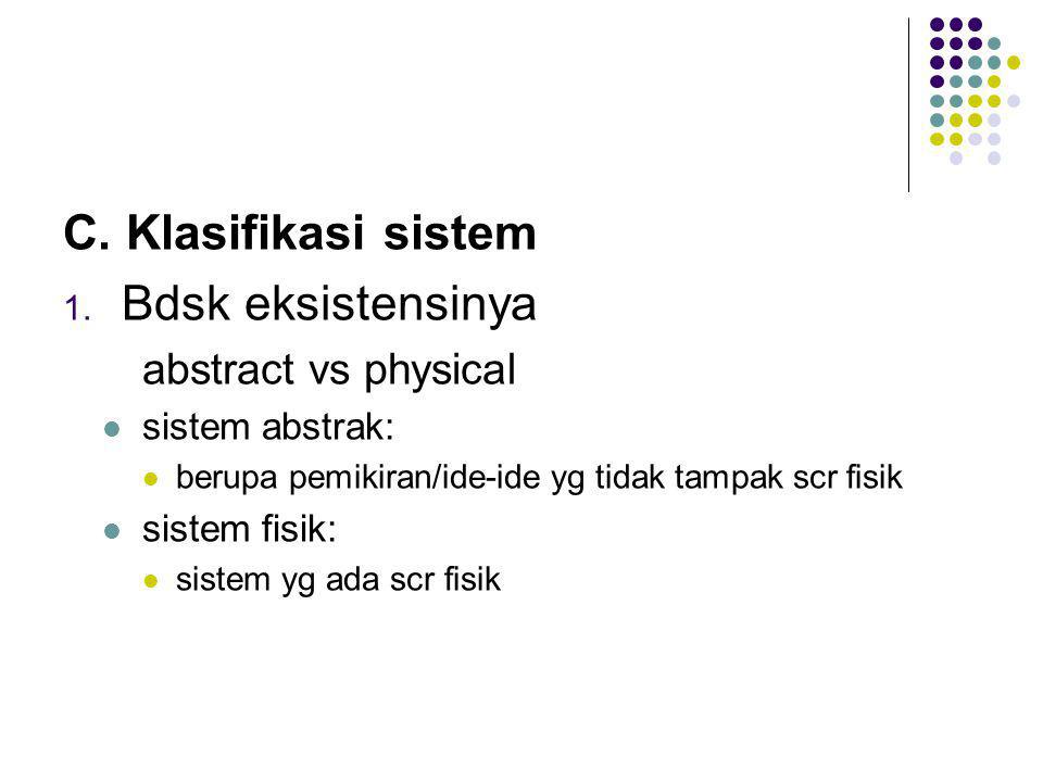 C. Klasifikasi sistem Bdsk eksistensinya abstract vs physical