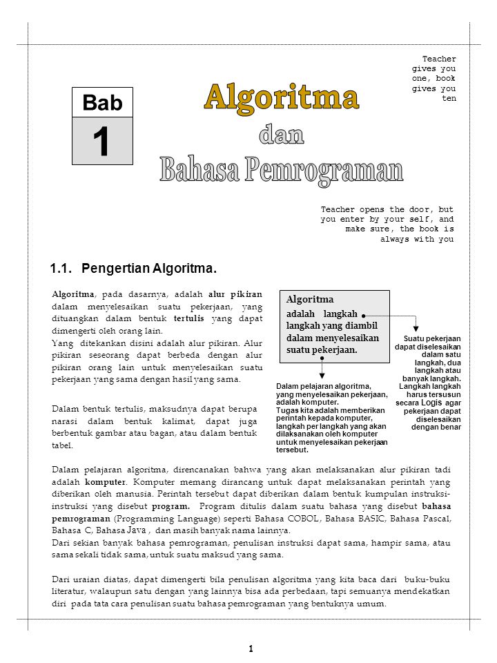 1 Algoritma Bahasa Pemrograman dan Bab 1.1. Pengertian Algoritma.