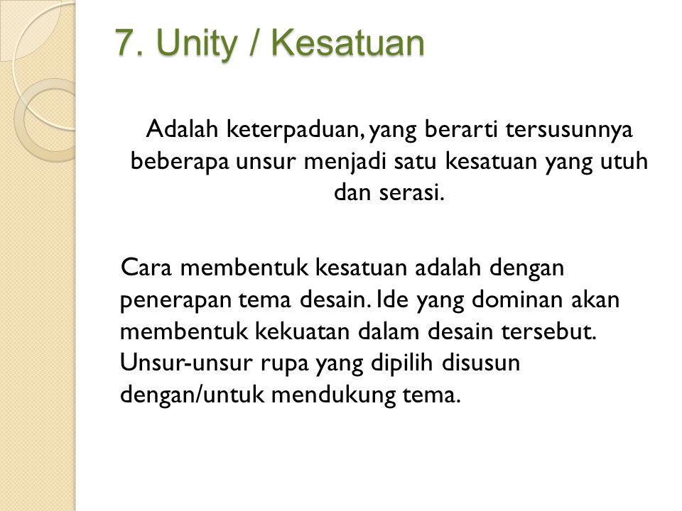 7. Unity / Kesatuan