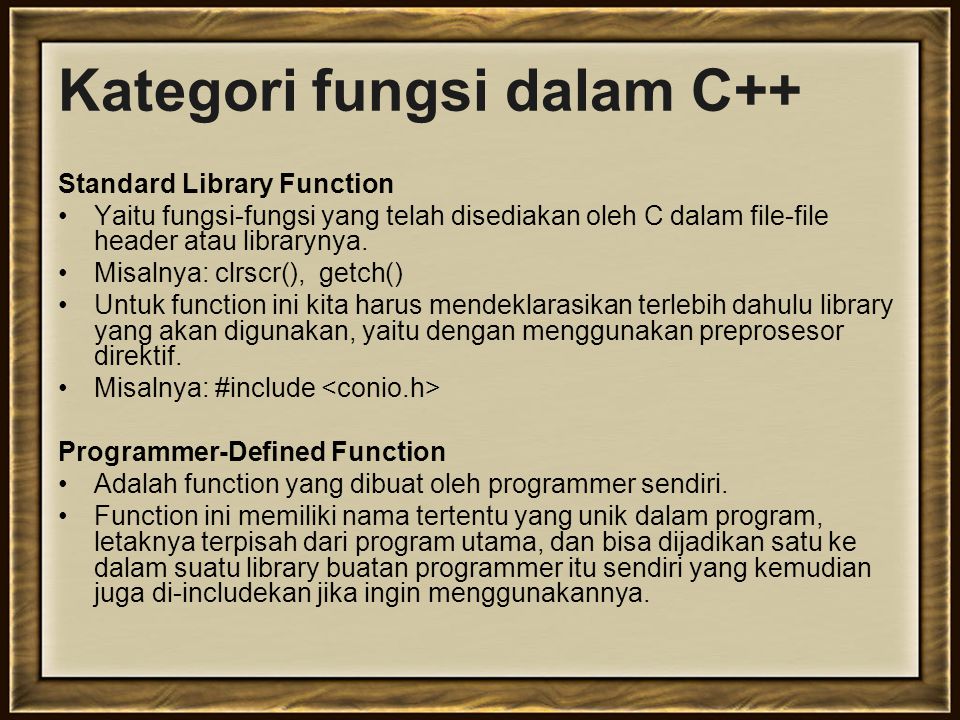 Kategori fungsi dalam C++