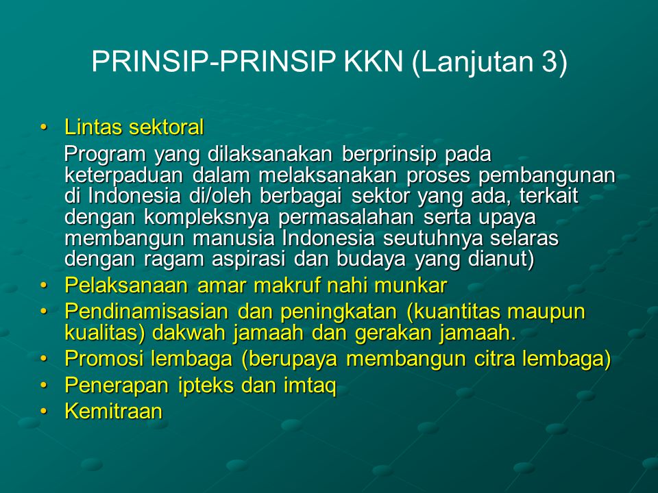 PRINSIP-PRINSIP KKN (Lanjutan 3)