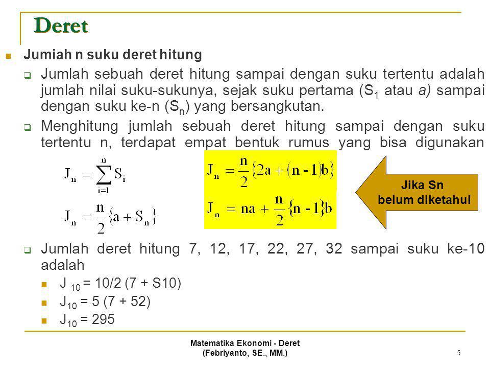 MATEMATIKA EKONOMI Bagian 1 - Deret - Ppt Download