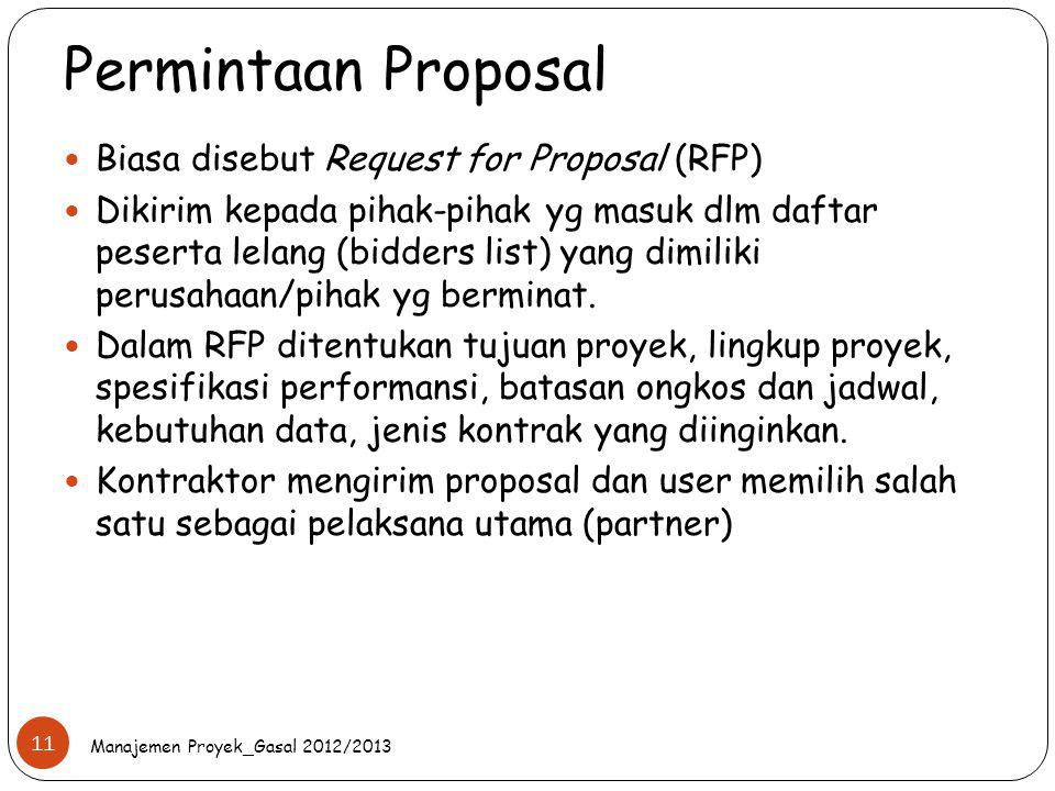 Permintaan Proposal Biasa disebut Request for Proposal (RFP)
