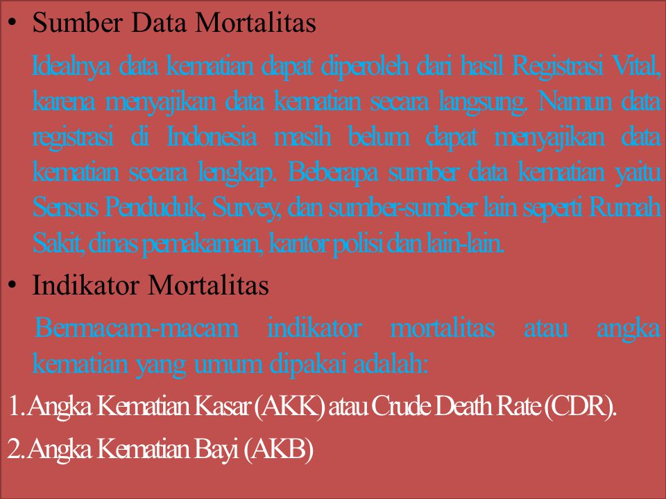 Sumber Data Mortalitas