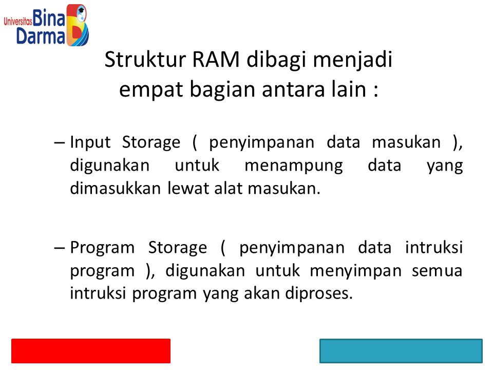 Struktur RAM dibagi menjadi empat bagian antara lain :