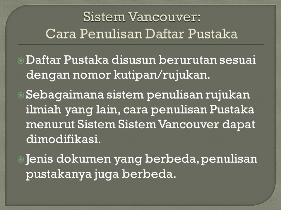 Contoh Daftar Pustaka Metode Vancouver - Simak Gambar Berikut