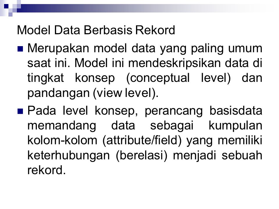 Model Data Berbasis Rekord