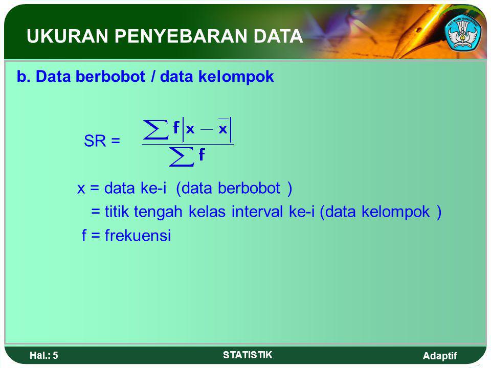 b. Data berbobot / data kelompok