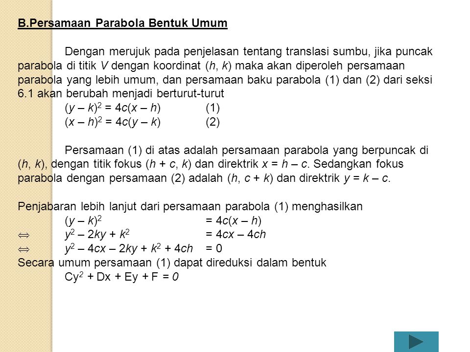 B.Persamaan Parabola Bentuk Umum