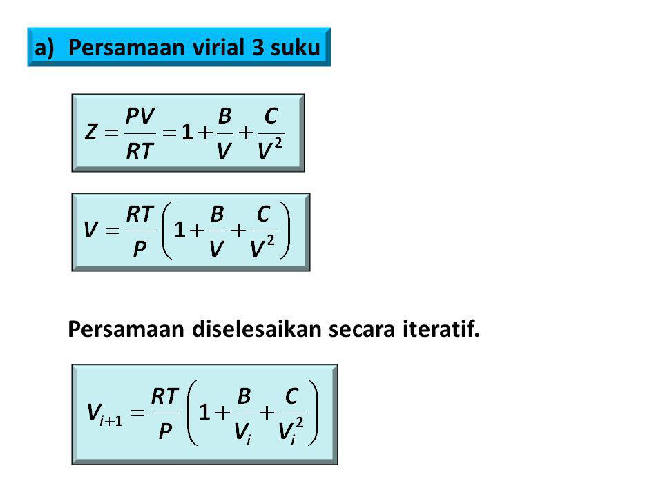 Persamaan virial 3 suku Persamaan diselesaikan secara iteratif.