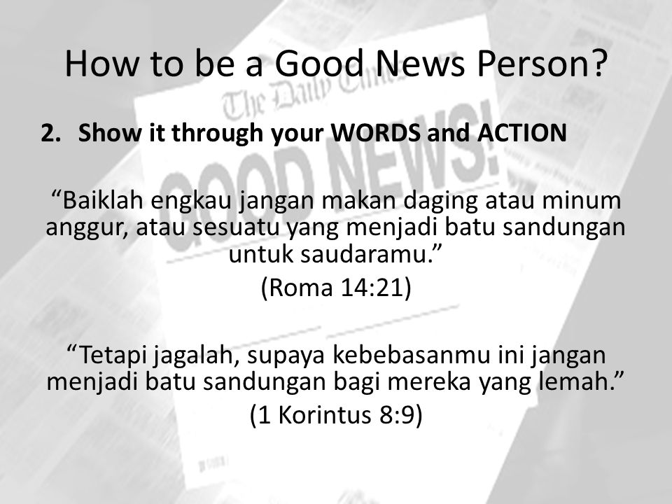 How to be a Good News Person