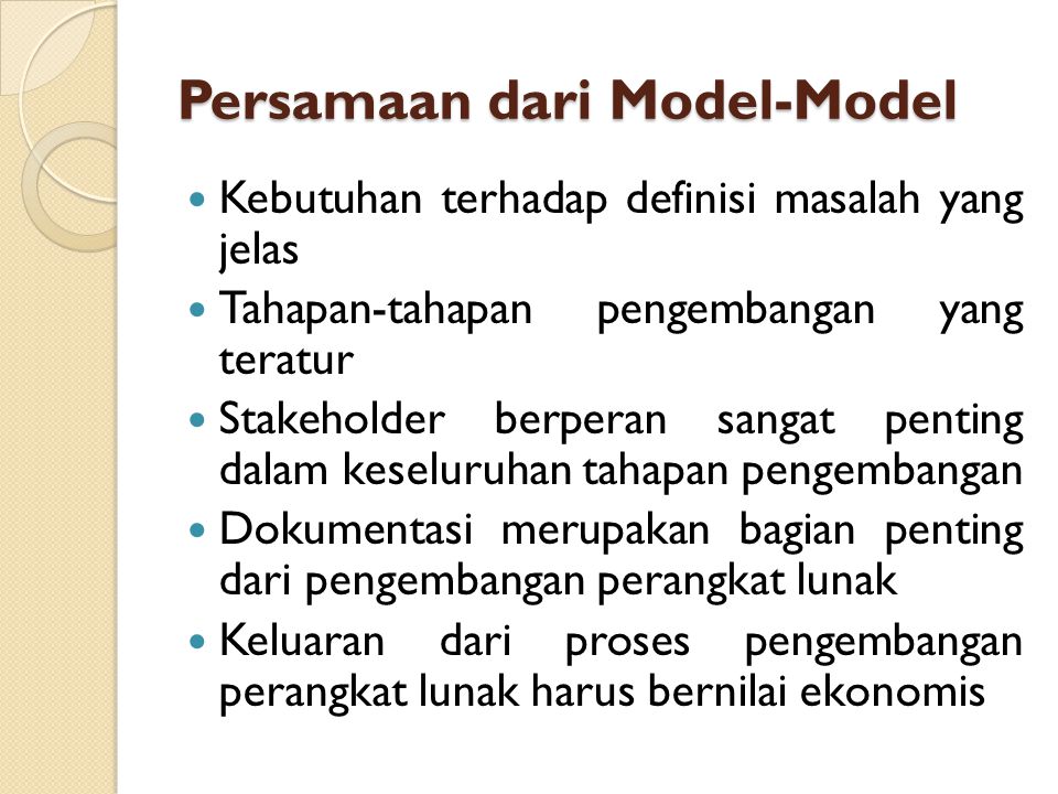 Persamaan dari Model-Model