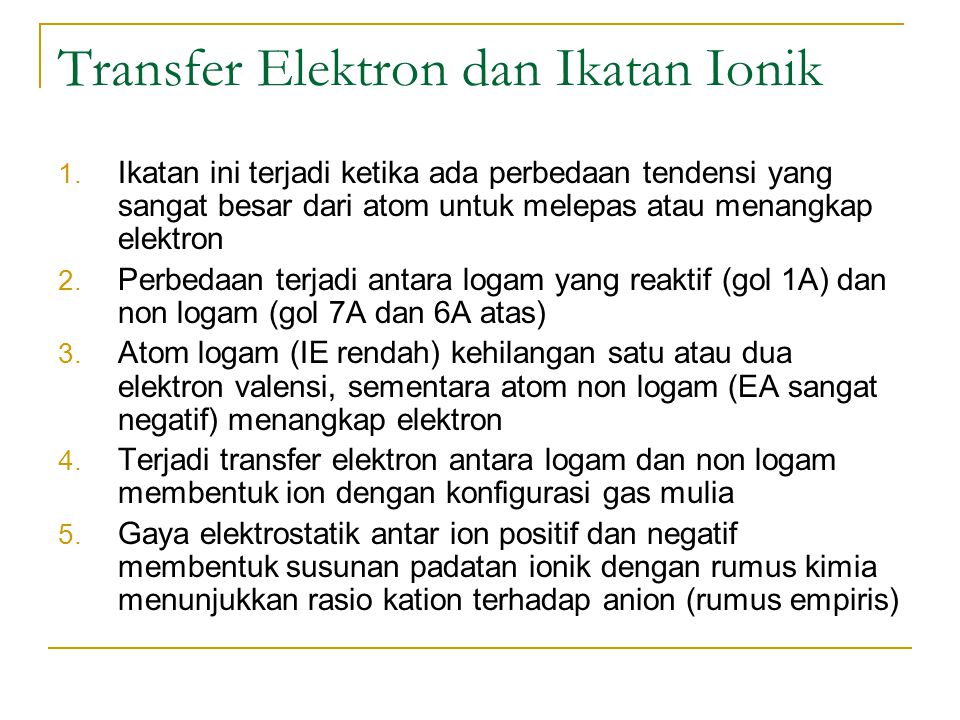 Transfer Elektron dan Ikatan Ionik