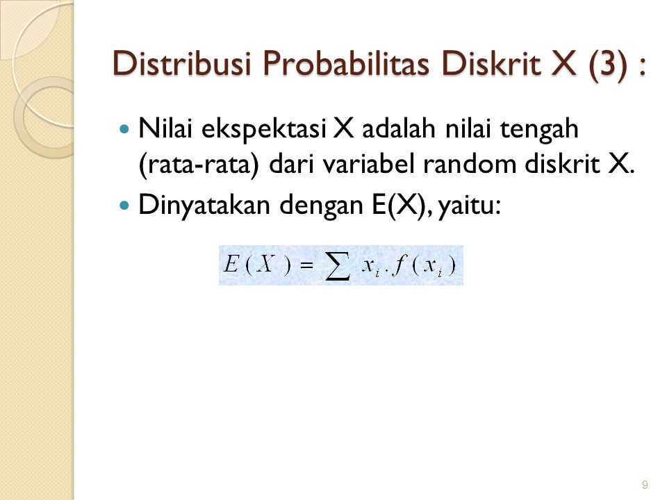 Distribusi Probabilitas Diskrit X (3) :