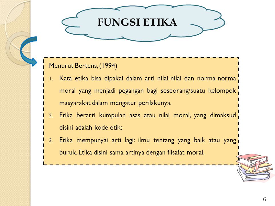 FUNGSI ETIKA Menurut Bertens, (1994)