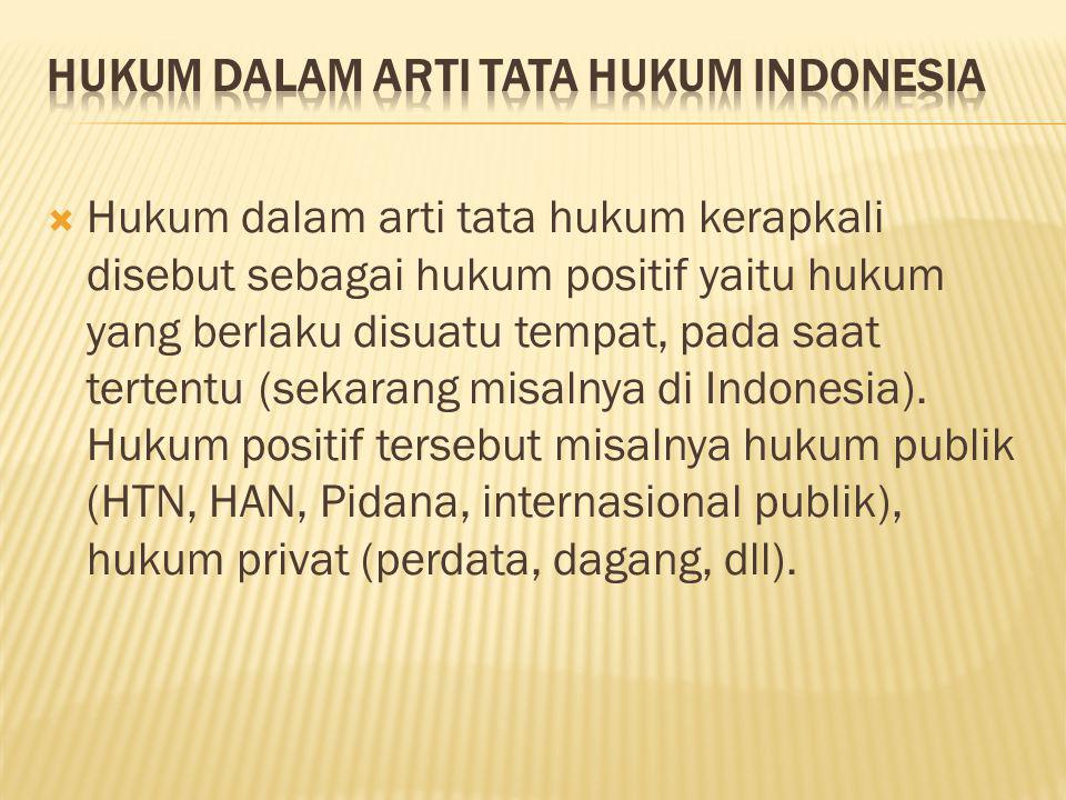 HUKUM DALAM ARTI TATA HUKUM INDONESIA