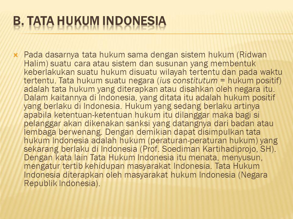 B. Tata Hukum Indonesia
