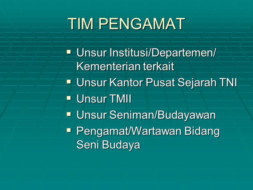 TIM PENGAMAT Unsur Institusi/Departemen/ Kementerian terkait