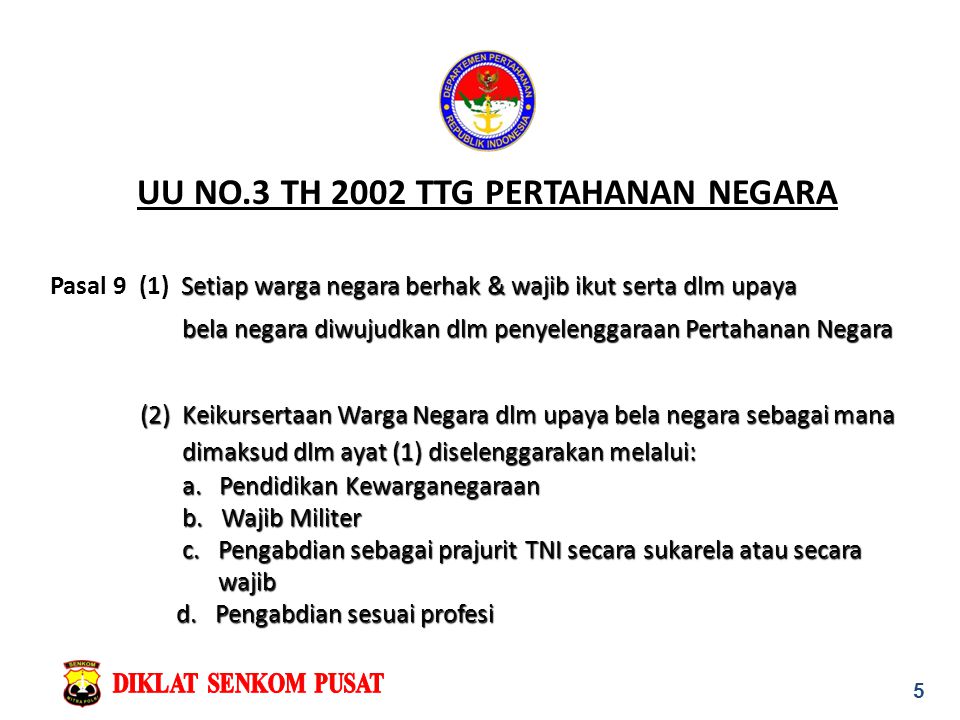 UU NO.3 TH 2002 TTG PERTAHANAN NEGARA
