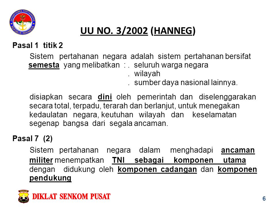 UU NO. 3/2002 (HANNEG) Pasal 1 titik 2 . wilayah
