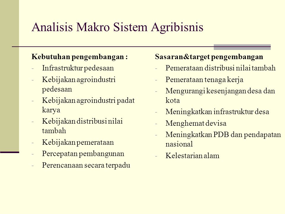 Analisis Makro Sistem Agribisnis