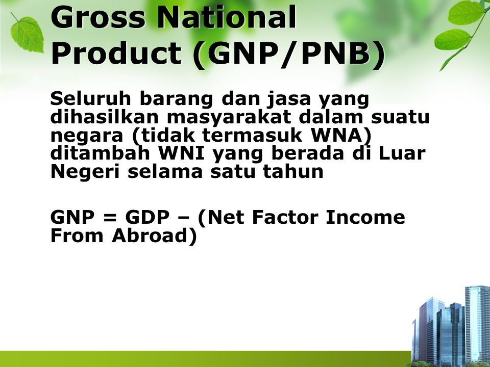 Gross National Product (GNP/PNB)