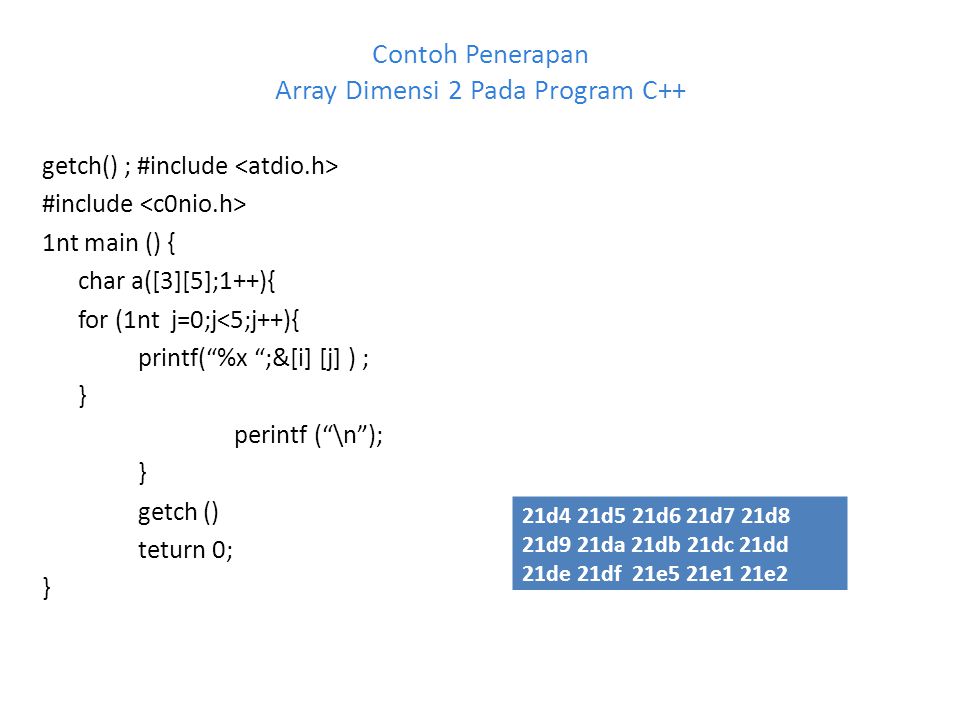Contoh Penerapan Array Dimensi 2 Pada Program C++