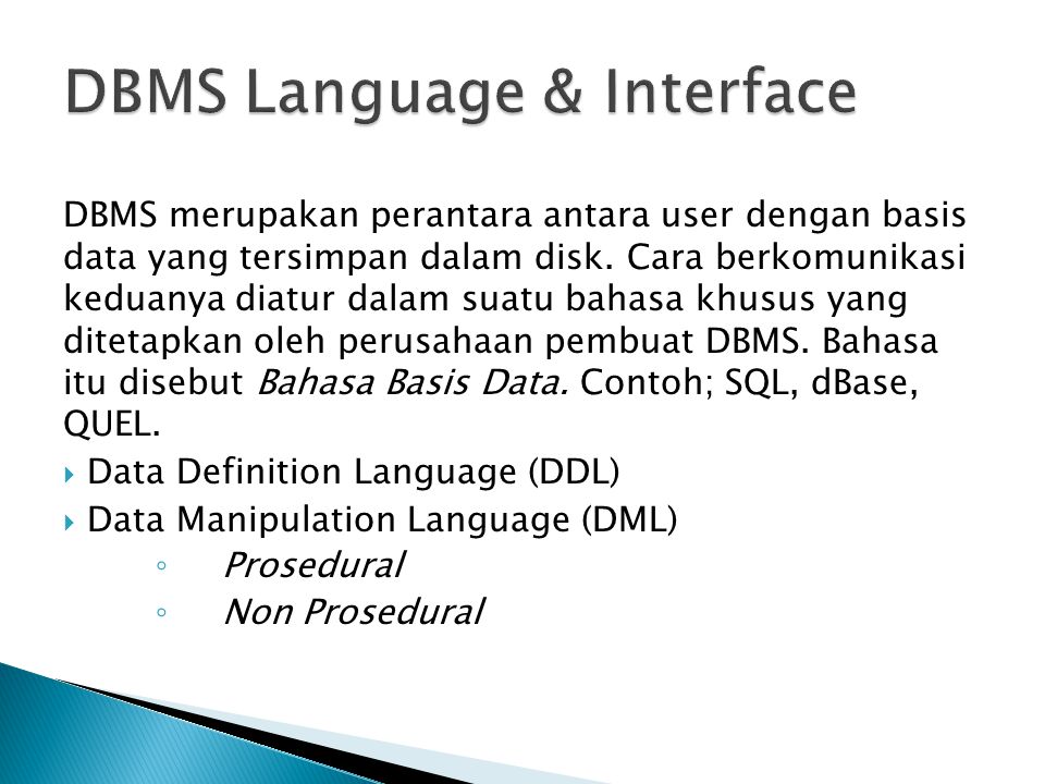 DBMS Language & Interface