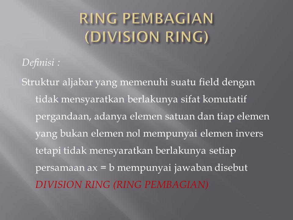RING PEMBAGIAN (DIVISION RING)
