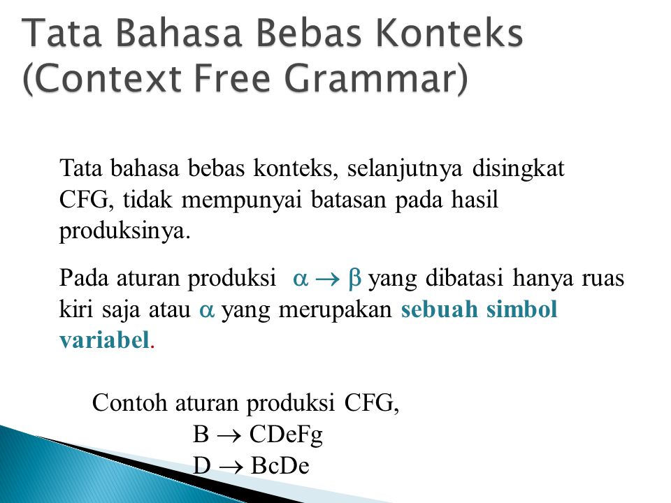 Tata Bahasa Bebas Konteks (Context Free Grammar)