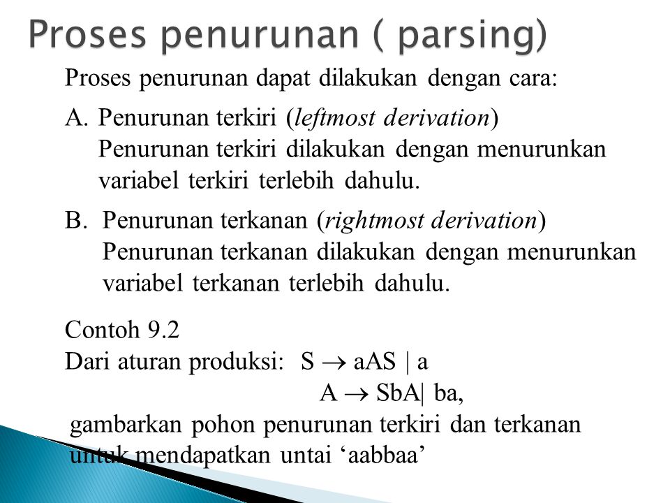 Proses penurunan ( parsing)