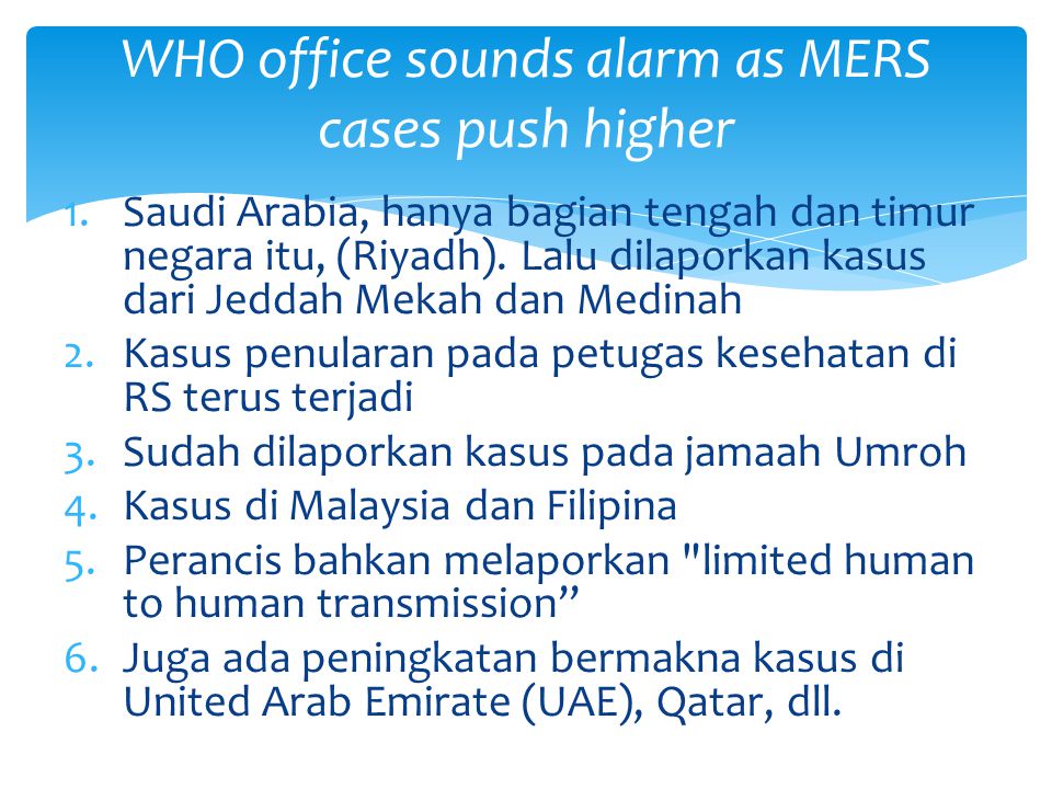 WHO office sounds alarm as MERS cases push higher
