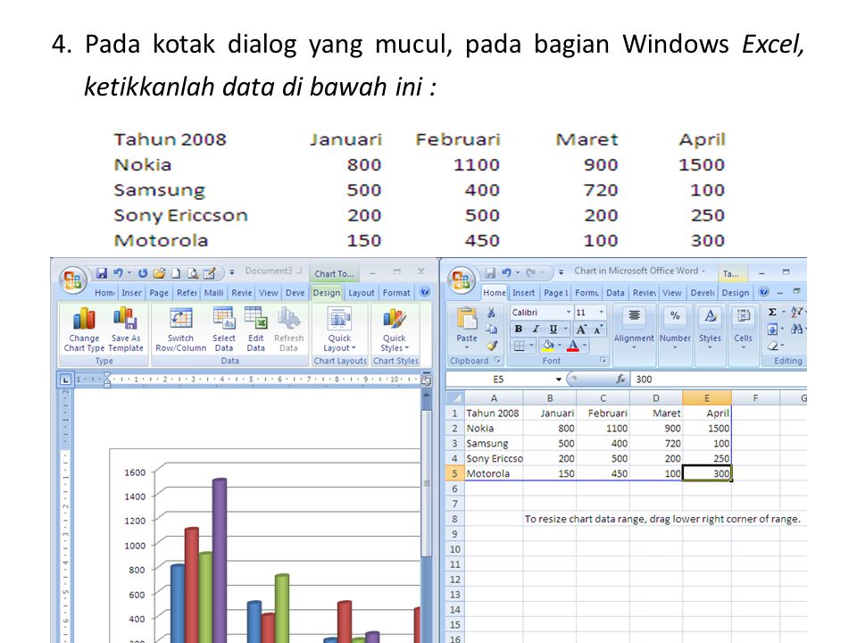 4. Pada kotak dialog yang mucul, pada bagian Windows Excel, ketikkanlah data di bawah ini :