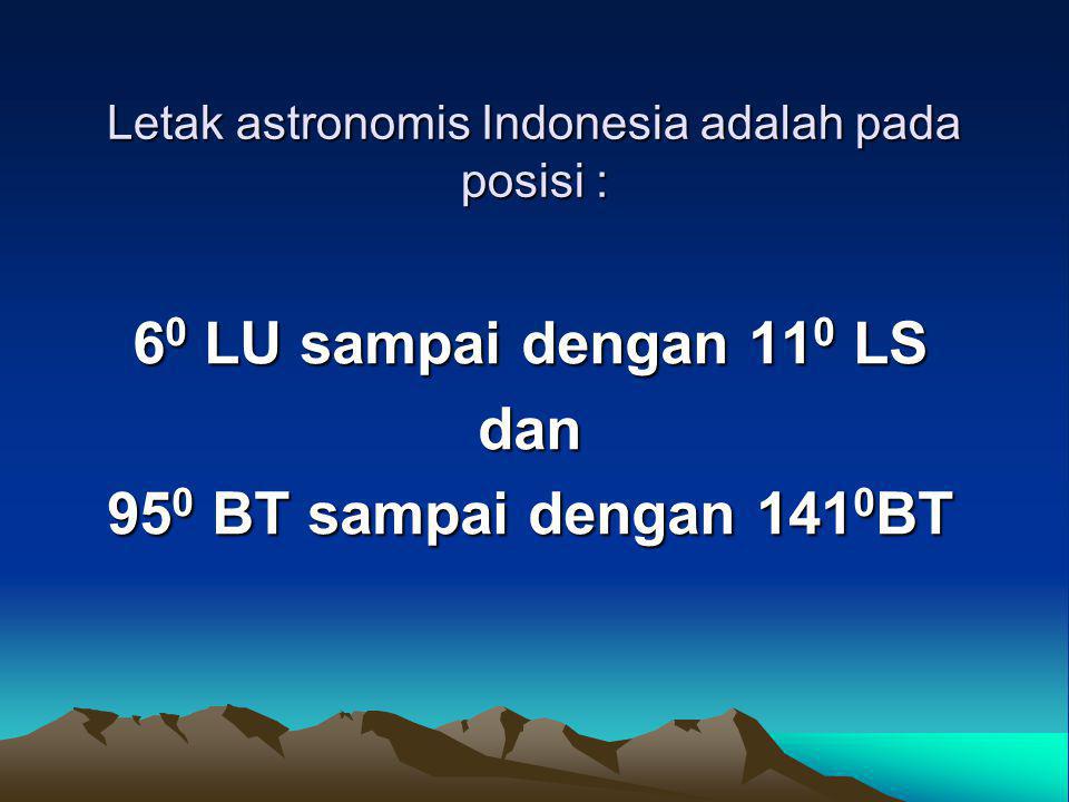 Letak astronomis Indonesia adalah pada posisi :