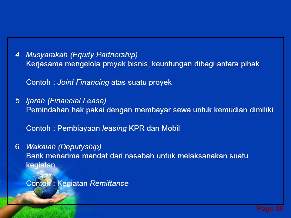 4. Musyarakah (Equity Partnership)