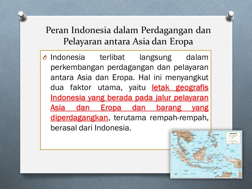 Peran Indonesia dalam Perdagangan dan Pelayaran antara Asia dan Eropa