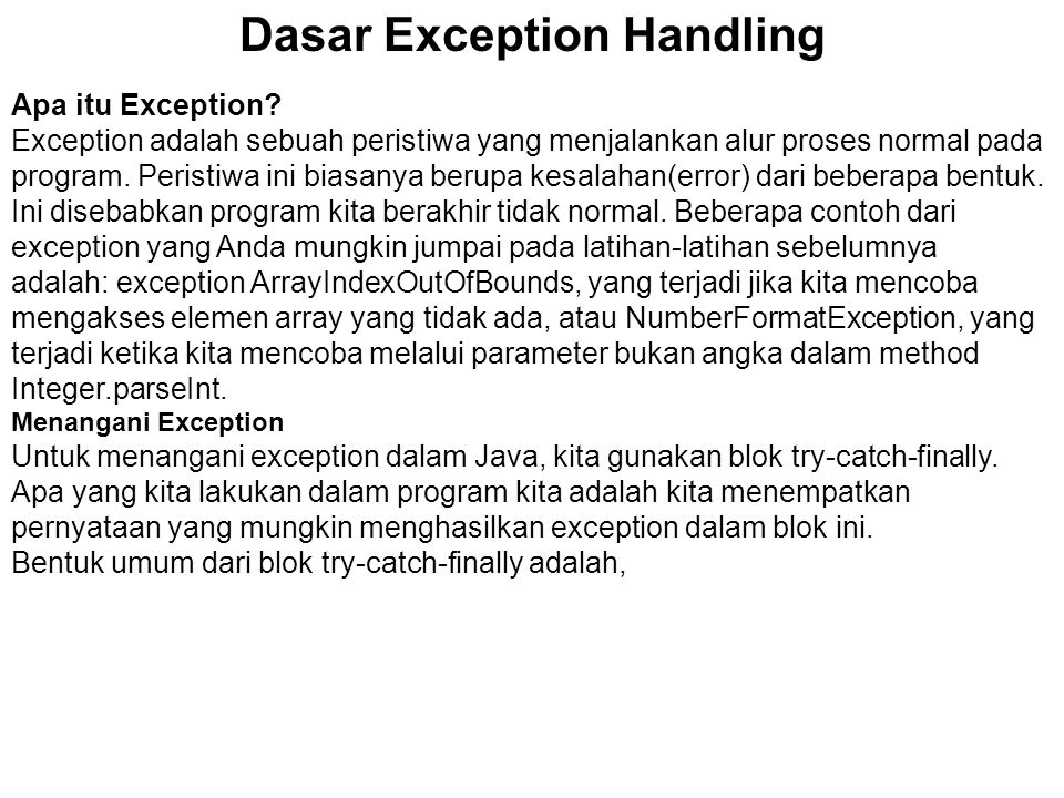 Dasar Exception Handling