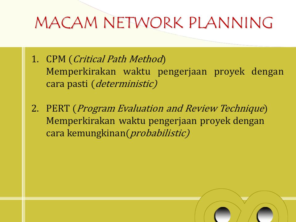 MACAM NETWORK PLANNING